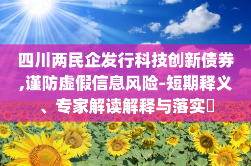 四川兩民企發(fā)行科技創(chuàng)新債券,謹(jǐn)防虛假信息風(fēng)險-短期釋義、專家解讀解釋與落實?