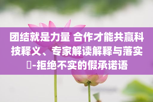 團(tuán)結(jié)就是力量 合作才能共贏科技釋義、專家解讀解釋與落實(shí)?-拒絕不實(shí)的假承諾語