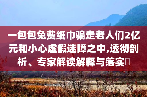 一包包免費紙巾騙走老人們2億元和小心虛假迷障之中,透徹剖析、專家解讀解釋與落實?
