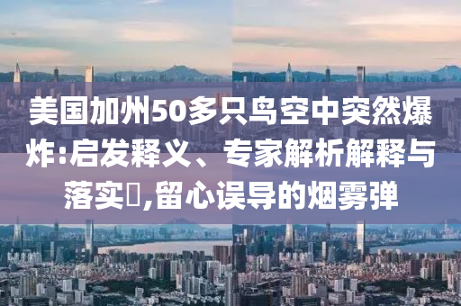 美國(guó)加州50多只鳥(niǎo)空中突然爆炸:啟發(fā)釋義、專(zhuān)家解析解釋與落實(shí)?,留心誤導(dǎo)的煙霧彈