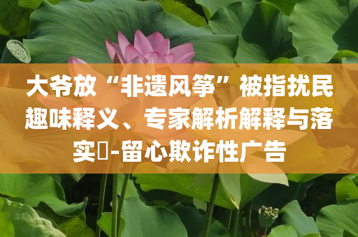 大爺放“非遺風(fēng)箏”被指擾民趣味釋義、專(zhuān)家解析解釋與落實(shí)?-留心欺詐性廣告