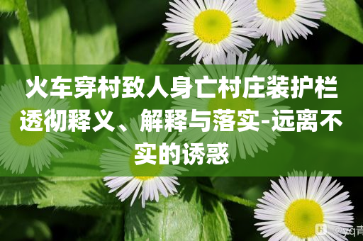 火車穿村致人身亡村莊裝護(hù)欄透徹釋義、解釋與落實-遠(yuǎn)離不實的誘惑