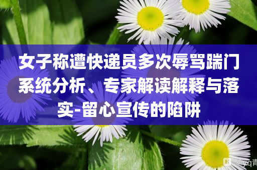 女子稱遭快遞員多次辱罵踹門系統(tǒng)分析、專家解讀解釋與落實(shí)-留心宣傳的陷阱